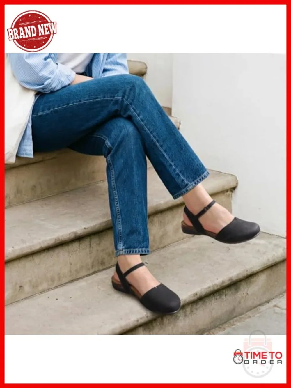 Memory Foam Cork Arch Support Closed Toe Flat Sandals